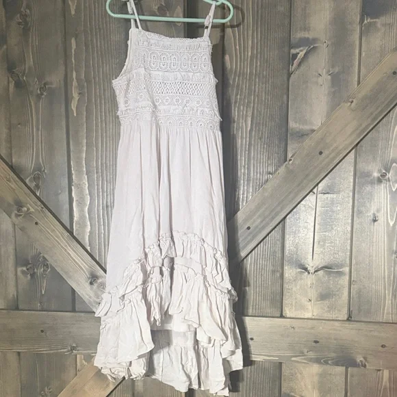 Charming Cream Ruffle Kids Dress - Picture 3 of 8